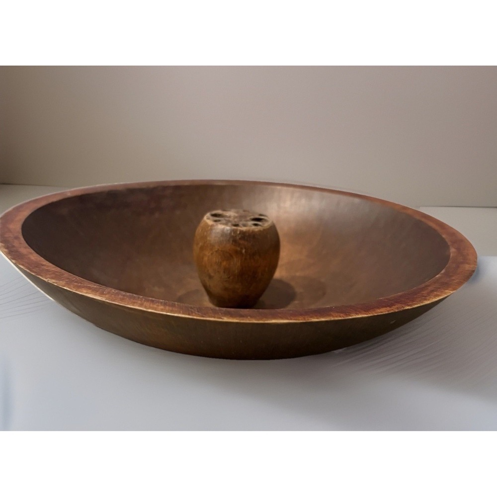 Vintage California Pacific Arts Wooden Nut Bowl With Center Tool Insert MCM